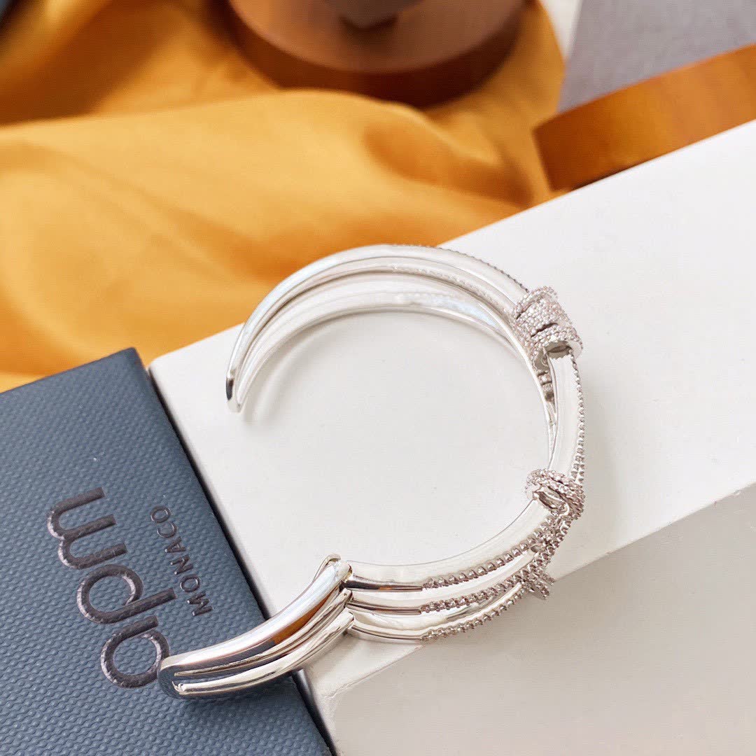 APM Monaco Elegant Silver Bracelet with Diamond Accents